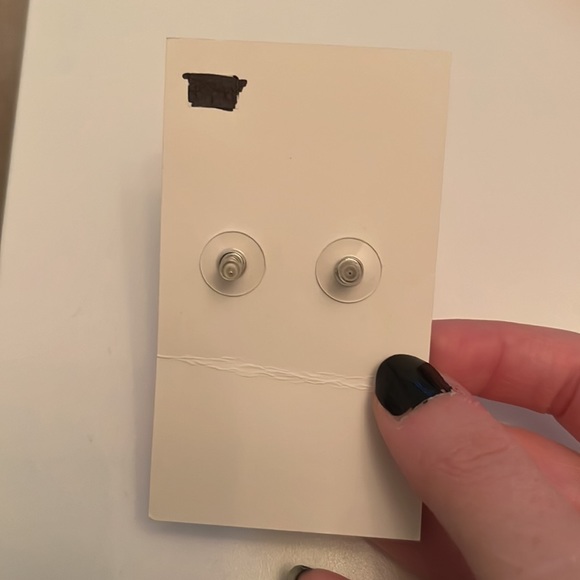 NWT Standing Room Only | Silver with Blue & Black Gems Spider Earrings Studs - Picture 3 of 3